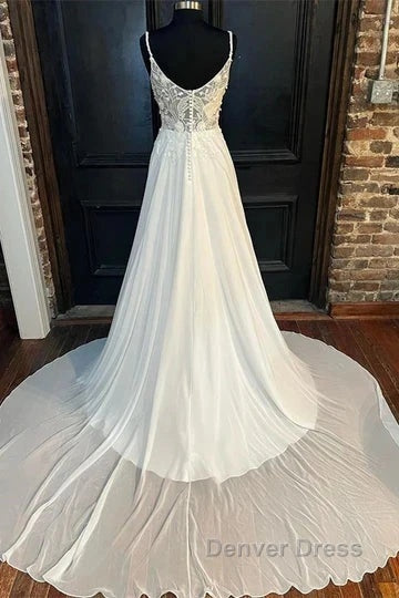 Floral Lace Scoop Neck Floor-Length Wedding Dresses