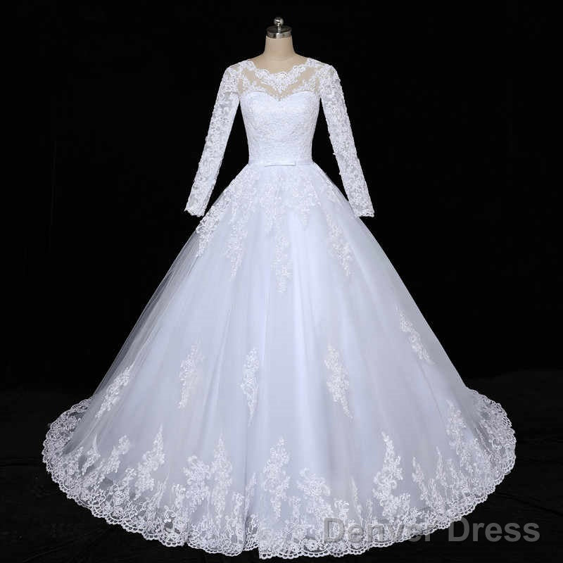 Floral Mermaid Tulle Lace Vintage Long Sleeves Wedding Dresses Main image