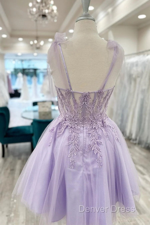 Floral Sweetheart A Line Lavender Homecoming Dresses