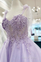 Floral Sweetheart A Line Lavender Homecoming Dresses