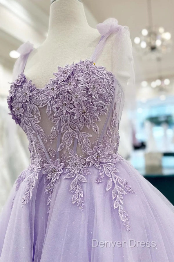 Floral Sweetheart A Line Lavender Homecoming Dresses