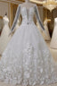 Flower Crystal Petals Train Long Leeves Backless Wedding Dresses