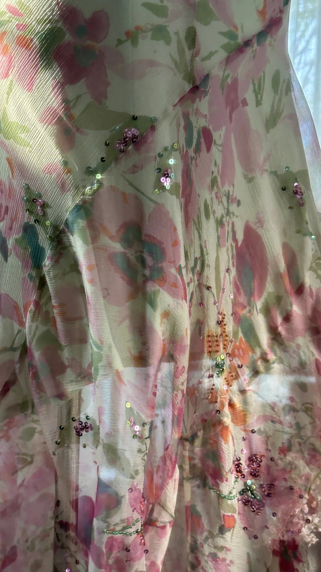 Flowing Chiffon Sequin Print Pink Irregular Skirt Prom Dresses Secondary image