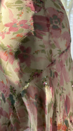 Flowing Chiffon Sequin Print Pink Irregular Skirt Prom Dresses