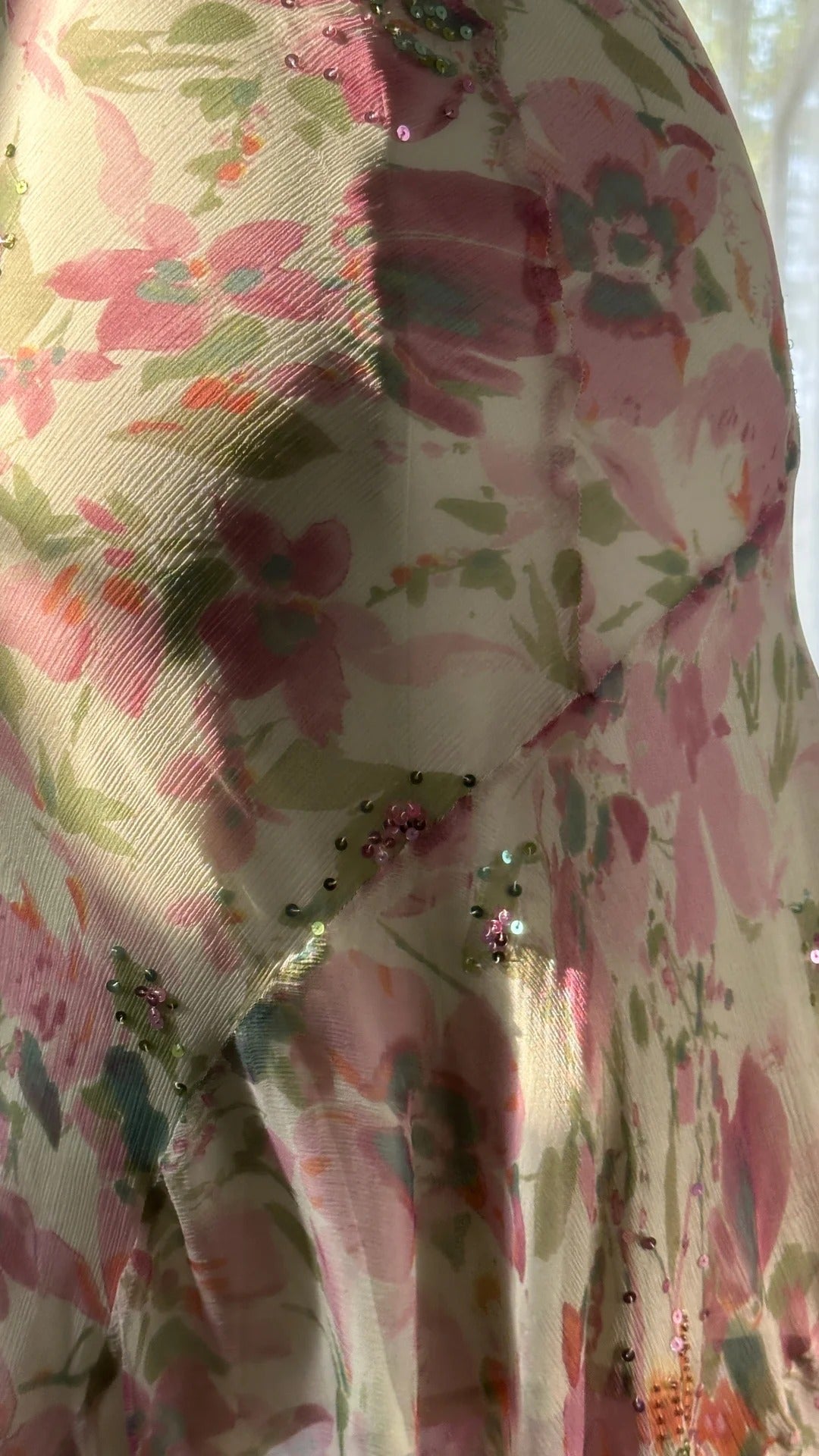 Flowing Chiffon Sequin Print Pink Irregular Skirt Prom Dresses