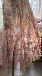 Flowing Chiffon Sequin Print Pink Irregular Skirt Prom Dresses