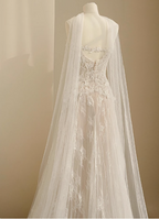 Flowing Lace Sweetheart Neckline A-Line Tulle Wedding Dresses