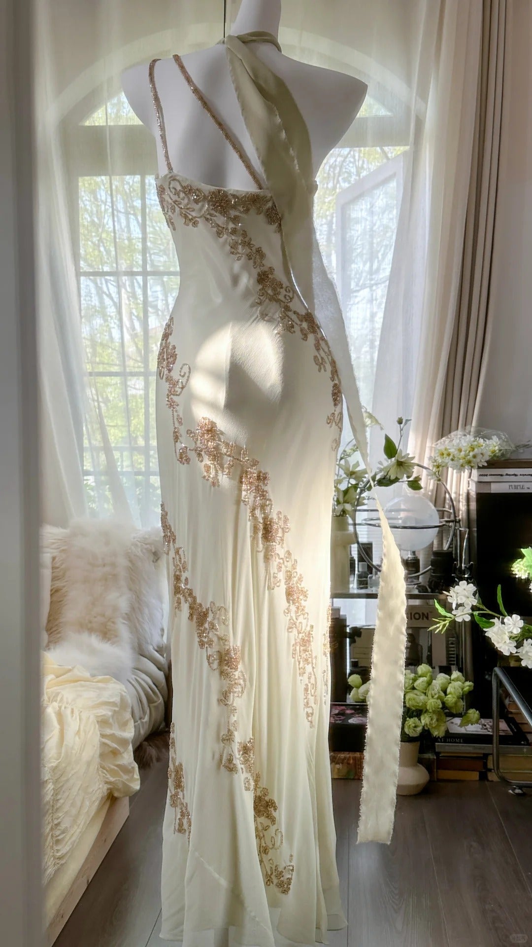 Flowy One Shoulder Chiffon Beaded Elegant Prom Dresses