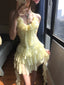 Flowy Yellow Chiffon Ruffle Mini 17Th Birthday Homecoming Dresses