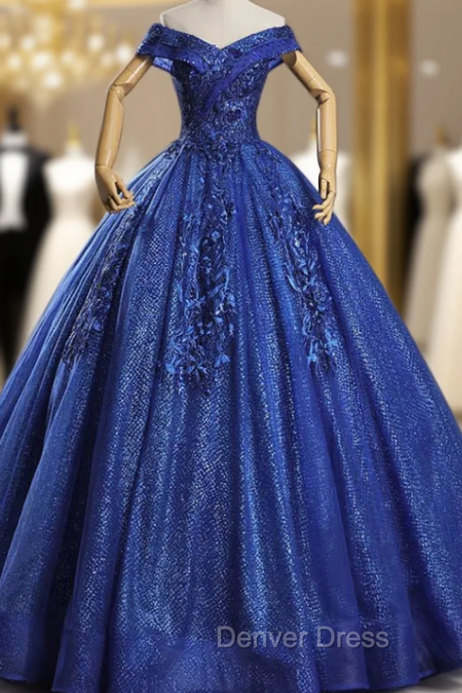 For You Royal Blue Ball Gown Sequins Beading Appliques Quinceanera Dresses Main image