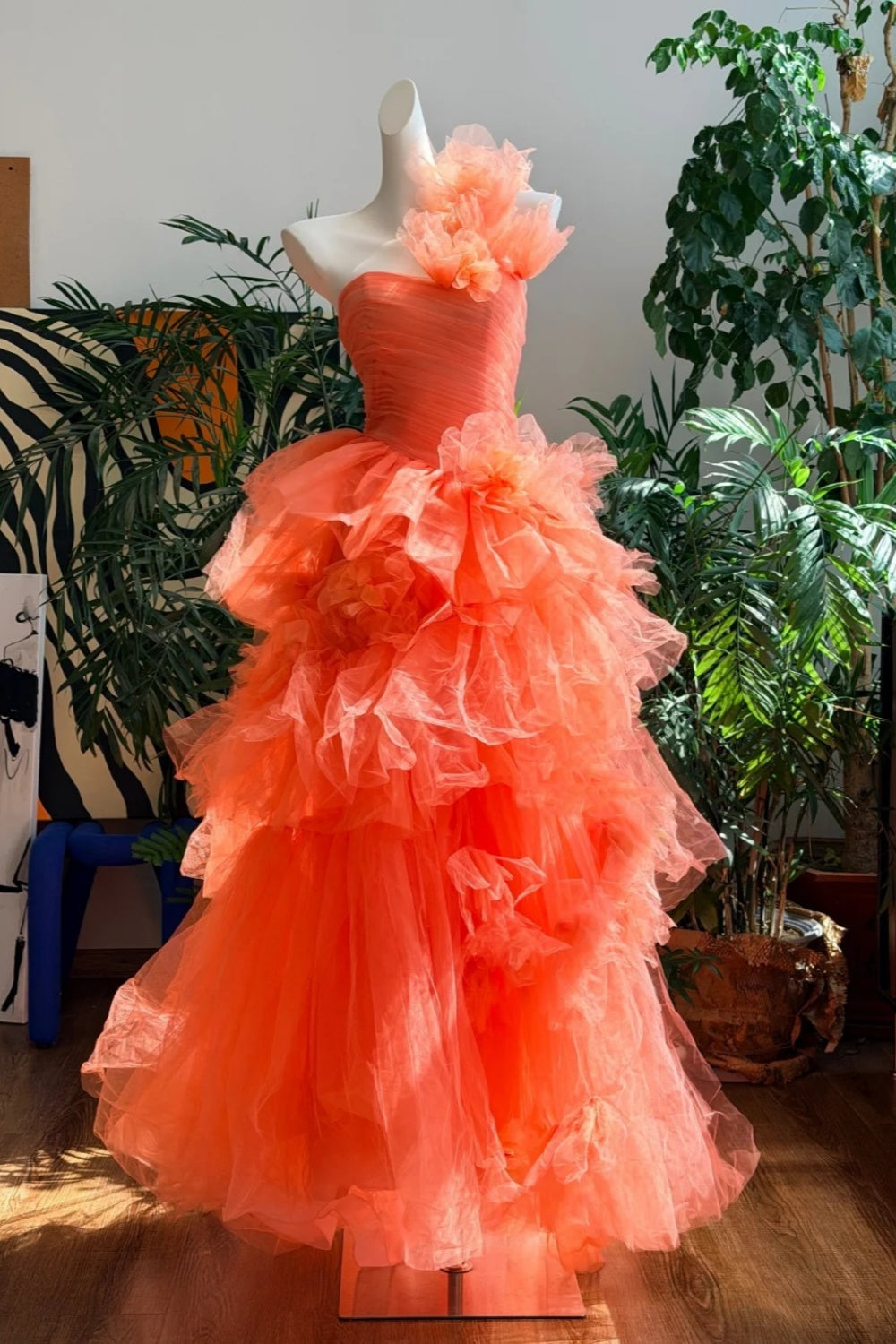 Free Custom Size, Custom Color, New Orange Fairy Long Prom Dresses Main image