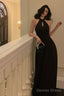 French A Line Halter Sleeveless Black Prom Dresses Birthday Outfits