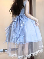 French Ball Gowns Square Neckline Short Blue Lolita Dress Prom Dresses Birthday Outfits
