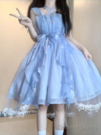 French Ball Gowns Square Neckline Short Blue Lolita Dress Prom Dresses Birthday Outfits