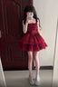 French Ball Gowns Square Neckline Short Tulle Burgundy Lolita Dress Prom Dresses Birthday Outfits