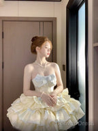 French Ball Gowns Strapless Short Champagne Lolita Dress Prom Dresses Birthday Outfits