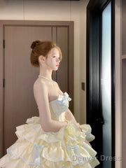 French Ball Gown Strapless Short Champagne Lolita Dresses Party Dress Birthday Outfits