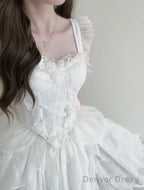 French Ball Gowns Straps Short Tulle White Lolita Dress Prom Dresses Birthday Outfits