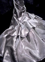 French Vintage Mermaid Spaghetti Straps Ruffles Silver Gray Prom Dresses Birthday Outfits