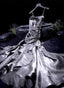 French Vintage Mermaid Spaghetti Straps Ruffles Silver Gray Prom Dresses Birthday Outfits