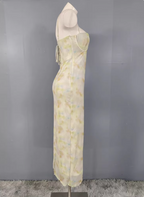 Fresh Gradient Print Spaghetti Strap Chiffon Long Prom Dresses