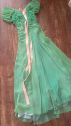 Fresh Green A-Line Ruffled Chiffon Long Prom Dresses Evening Dresses