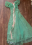 Fresh Green A-Line Ruffled Chiffon Long Prom Dresses Evening Dresses