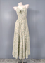 Fresh Green A-Line Spaghetti Strap V-Neck Floral Print Cotton Long Prom Dresses