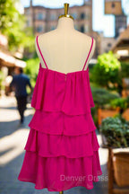 Fuchsia Homecoming Dress Sweetheart A Line Spaghetti Straps Mini Cocktail Prom Dresses for Teens