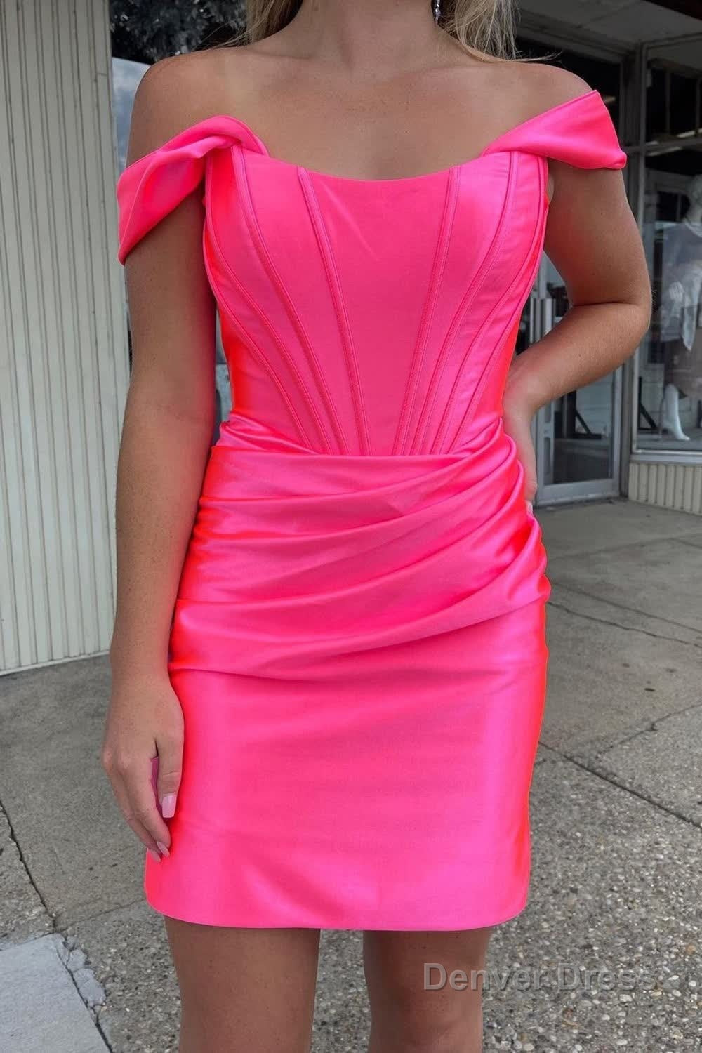Fuchsia Off the Shoulder Ruched Tight Homecoming Dresses