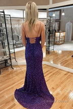 Fuchsia Sequin Mermaid Long Prom Dress