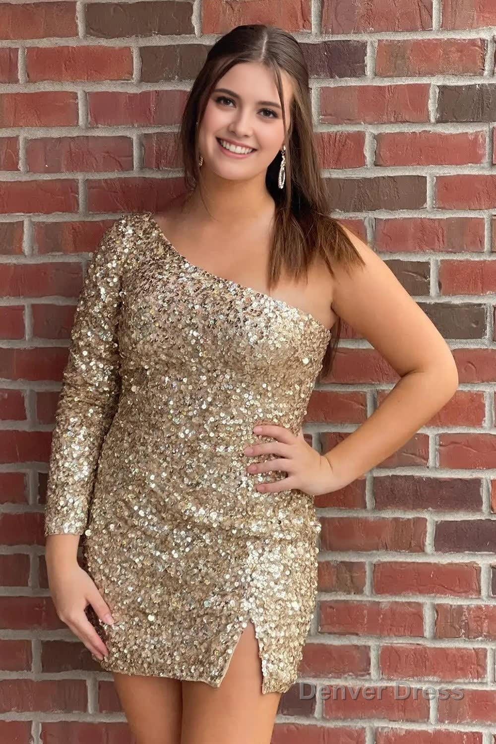 Fuchsia Sequins Homecoming Dresses with Sleeves