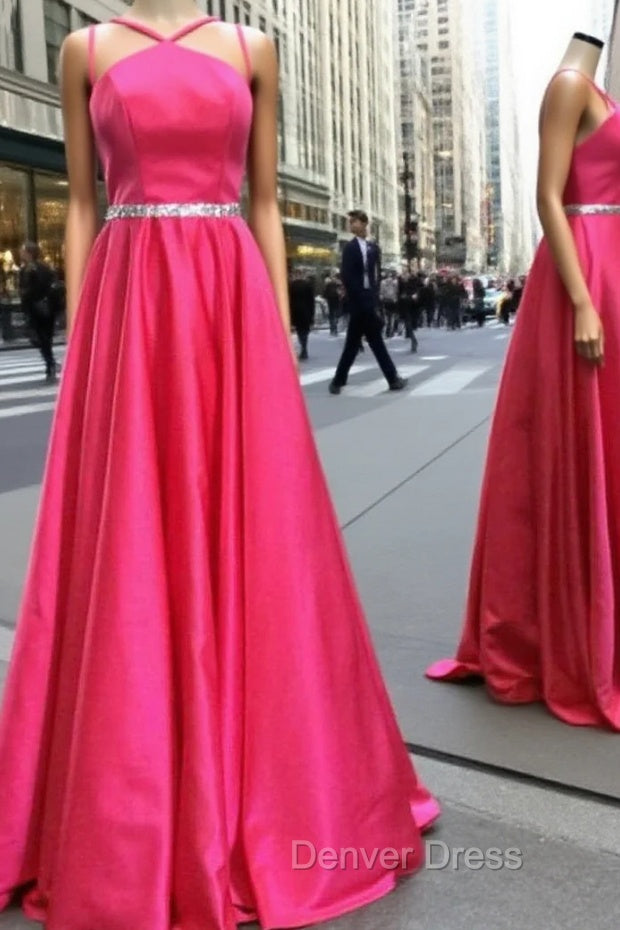 Fuchsia Spaghetti Straps A Line Prom Dresses Prom Dresses Main image