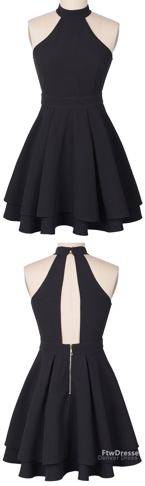 charming black halter homecoming Dress sleeveless mini prom homecoming Dresses
