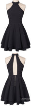 charming black halter homecoming Dress sleeveless mini prom homecoming Dresses