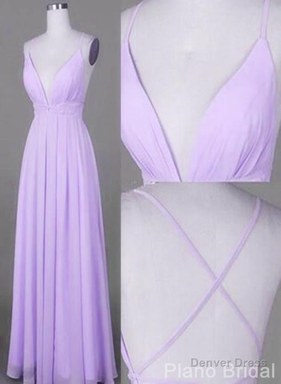 Lavender Chiffon Cross Back V Neckline Prom Gowns Chiffon Fashion Junior Prom Dress Secondary image