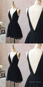 Cute Black Chiffon Short Little Black Homecoming Dresses