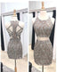 Two Piece Homecoming Dress, Beaded Homecoming Dress, Sheath Homecoming Dress, Open Back Homecoming Dresses
