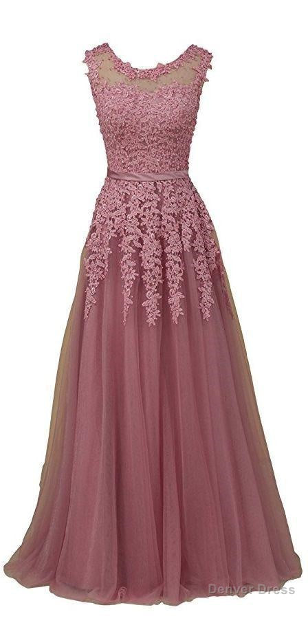 Prom Dresses, Scoop A Line Tulle Floor Length Evening Gowns Main image