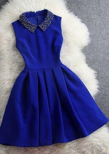 Blue Dress With Beaded Collar Main image