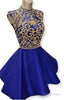 Blue Homecoming Dress, Royal Blue Beaded Homecoming Dresses