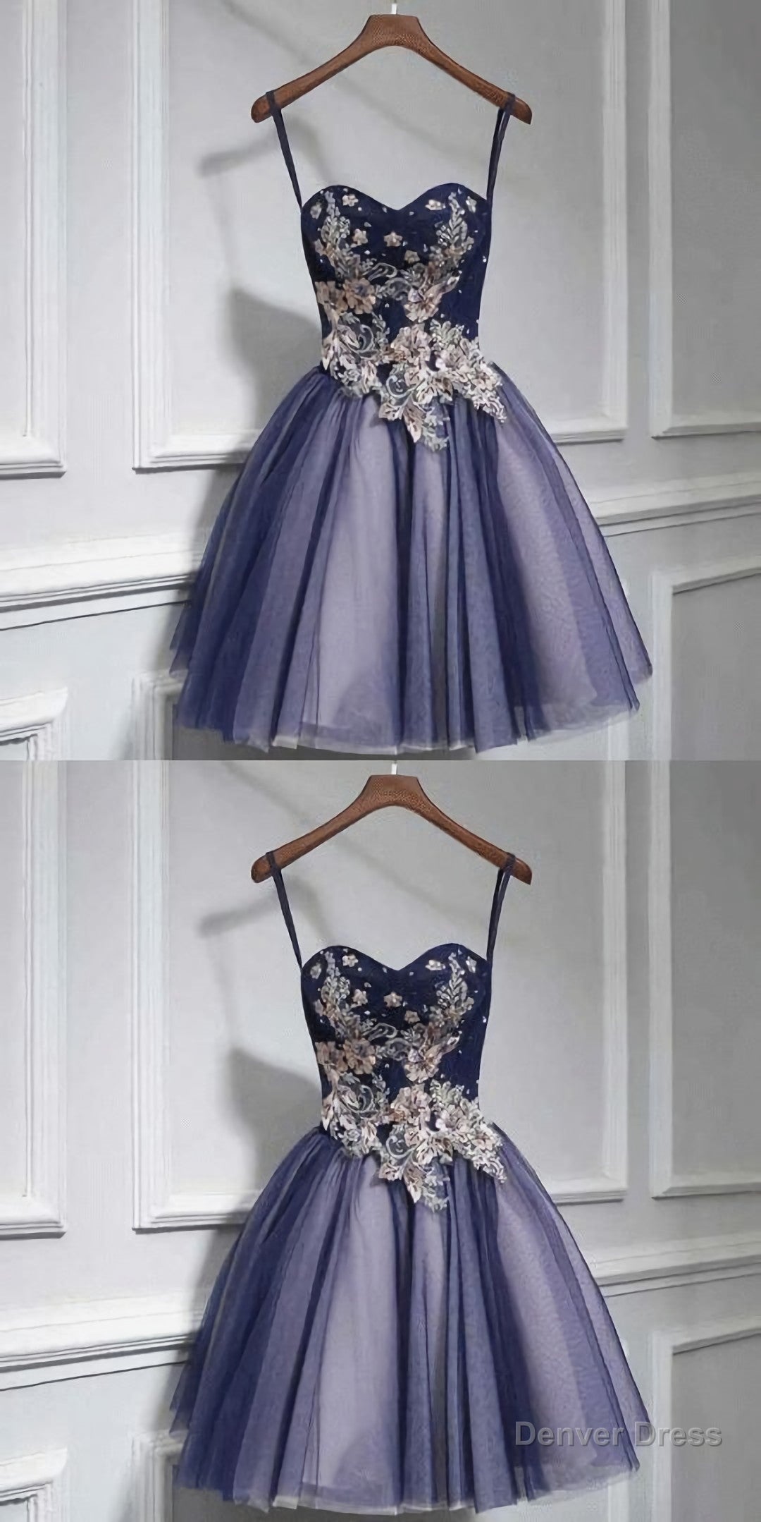 Cute tulle lace sweetheart neck short Prom Dresses Main image