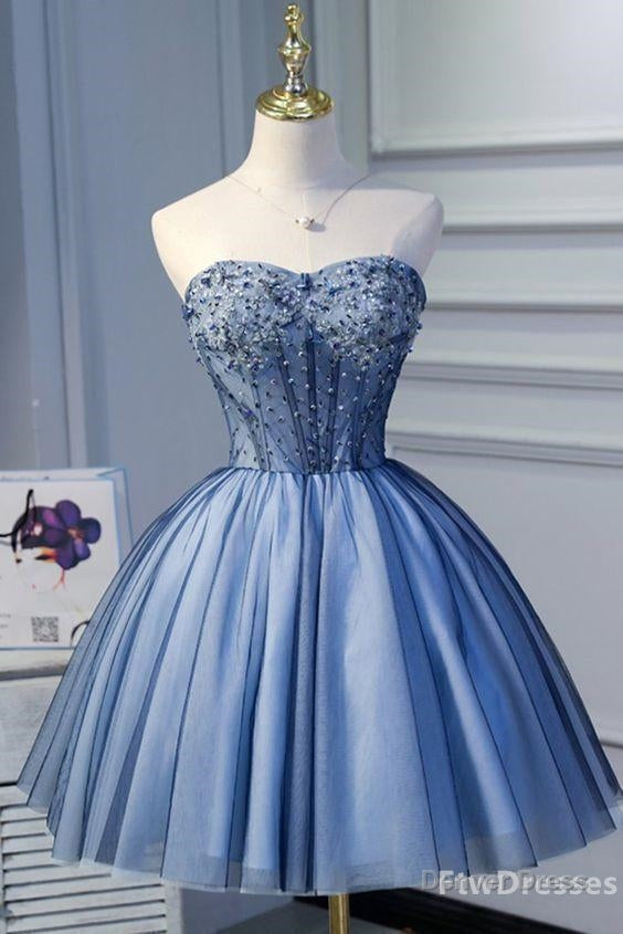 cute strapless beaded short Prom Dress sweetheart mini bridesmaid Dresses Main image