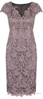 Sheath V Neck Cap Sleeves Lace Empire Mother Of The Bride Dress With Sash