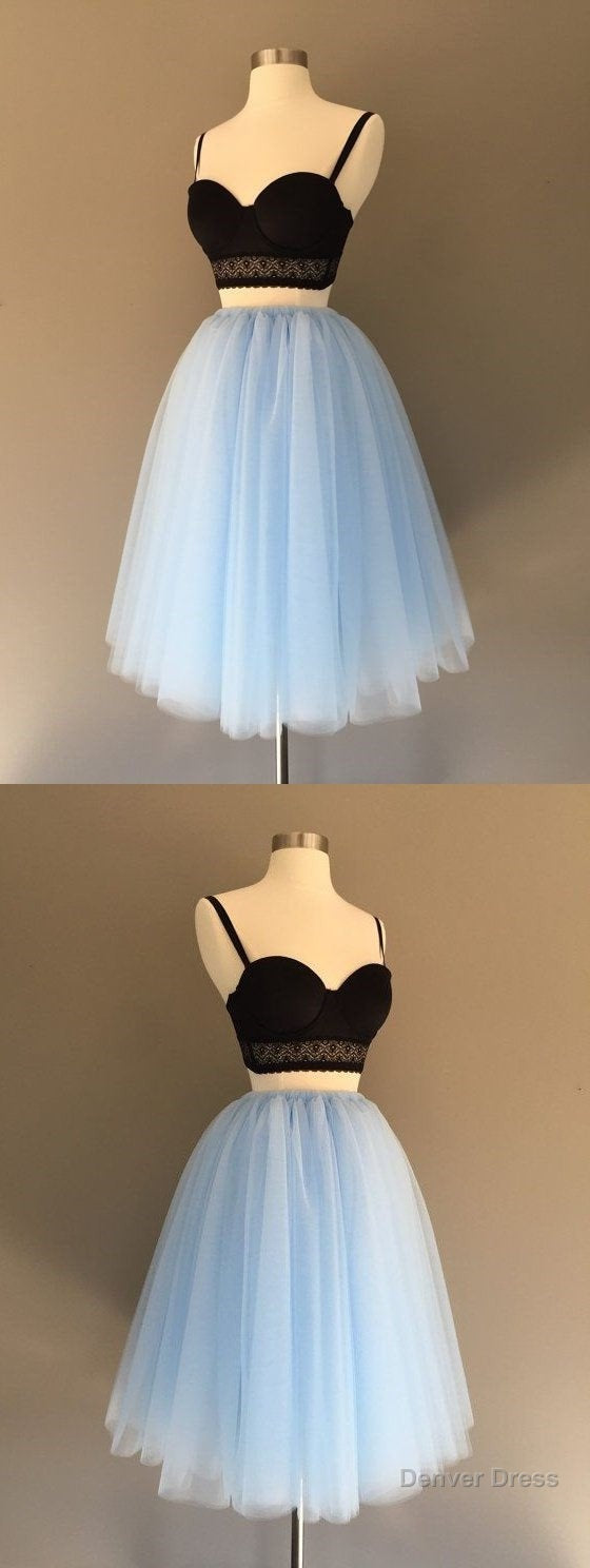 Two Piece Spaghetti Strap Tulle Homecoming Dresses Main image