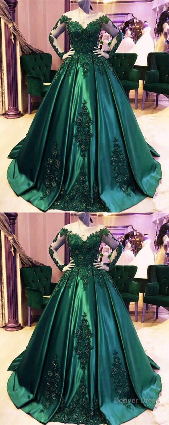 Dark Green Ball Gown Emerald Green Prom Dress, Ball Gown Wedding Dress