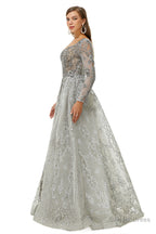Tulle Long Sleeve Appliques Beading Prom Dresses