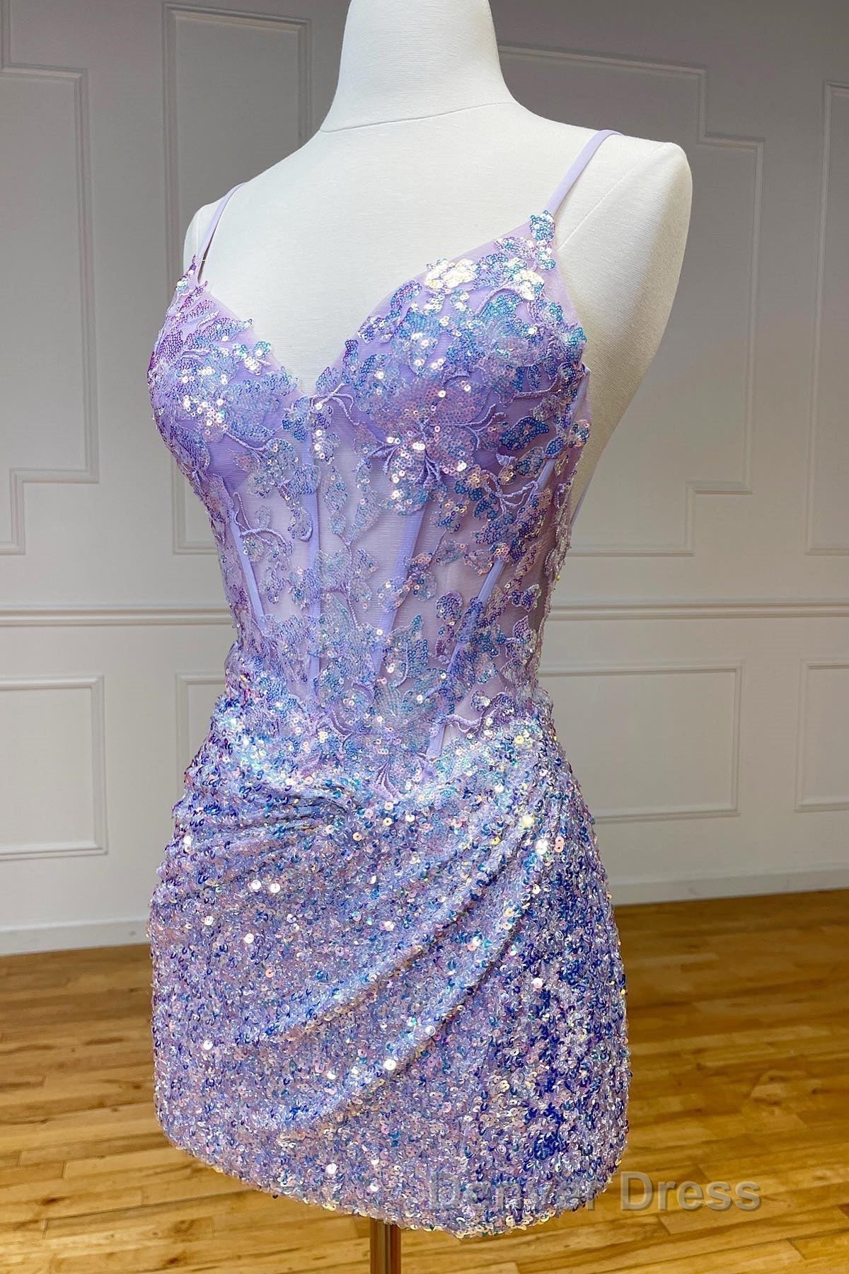 Purple Straps Sequined Embroidery Sheath Homecoming Dresses