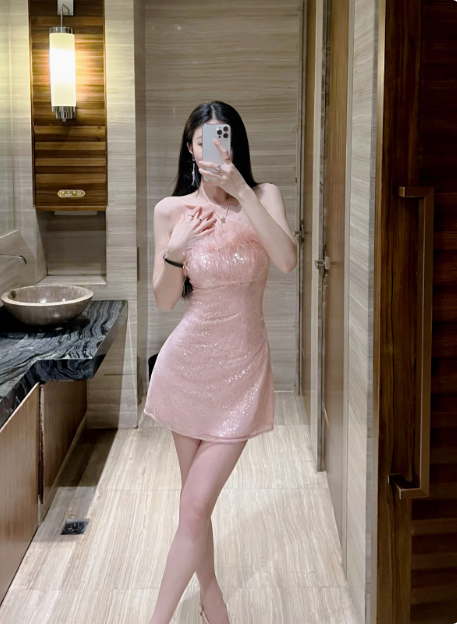 Gentle Pink Short Birthday Dresses Tube Top Shimmering Homecoming Dresses Secondary image