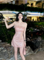 Gentle Pink Short Birthday Dresses Tube Top Shimmering Homecoming Dresses